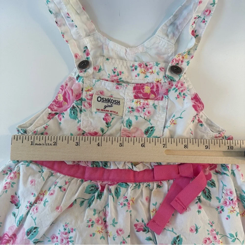 Oshkosh Girl HTF Retired Overall Dress Skirtall Floral Roses 24‎ Months Ribbon
